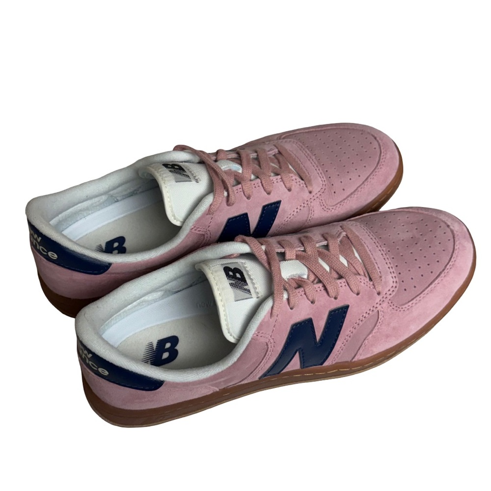 New Balance T500 Pink Taffy Blue Oyster Suede Sneakers Size 11.5 - Picture 7 of 10